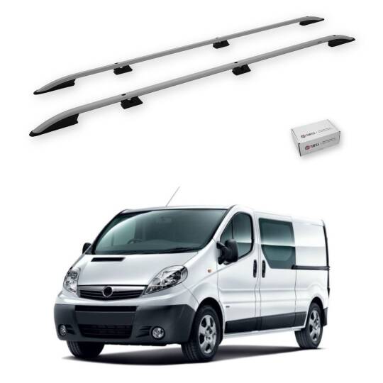 TURTLE Fits Opel Vivaro (X83) 2001-2014 / Lwb Roof Rail Crown Silver