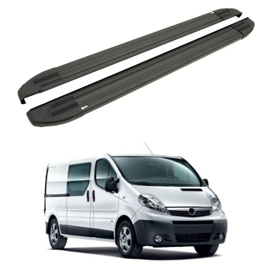 TURTLE Fits Opel Vivaro (X83) 2001-2014 / Lwb Side Step Brillant Black