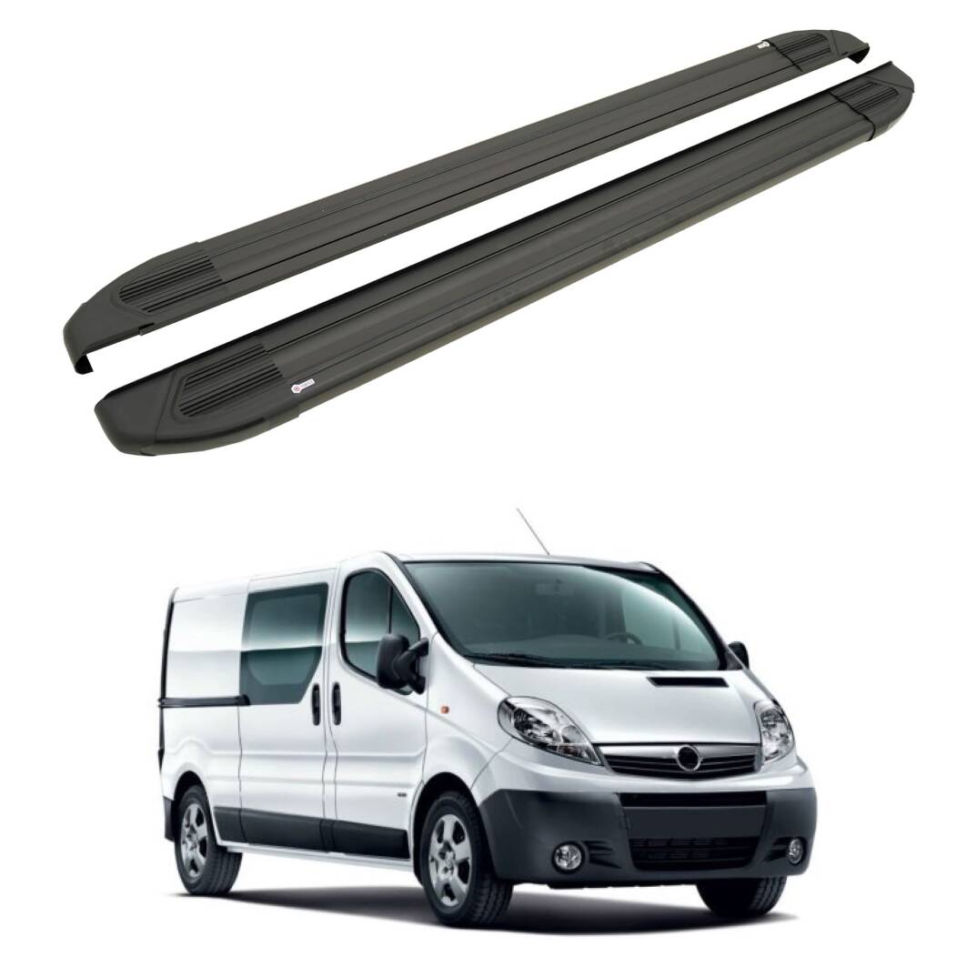 TURTLE Fits Opel Vivaro (X83) 2001-2014 / Lwb Side Step Brillant Black - 1