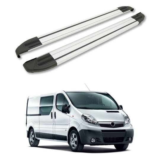 TURTLE Fits Opel Vivaro (X83) 2001-2014 / Lwb Side Step Brillant Silver
