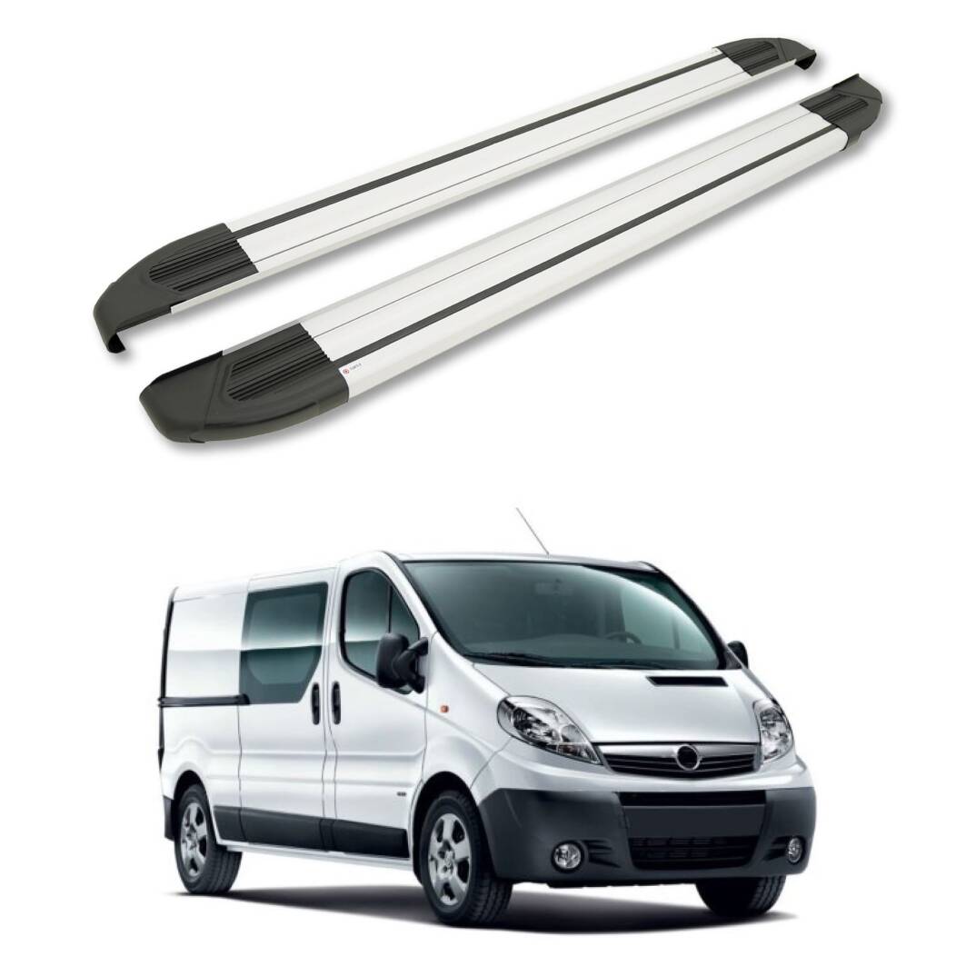 TURTLE Fits Opel Vivaro (X83) 2001-2014 / Swb Side Step Brillant Silver - 1
