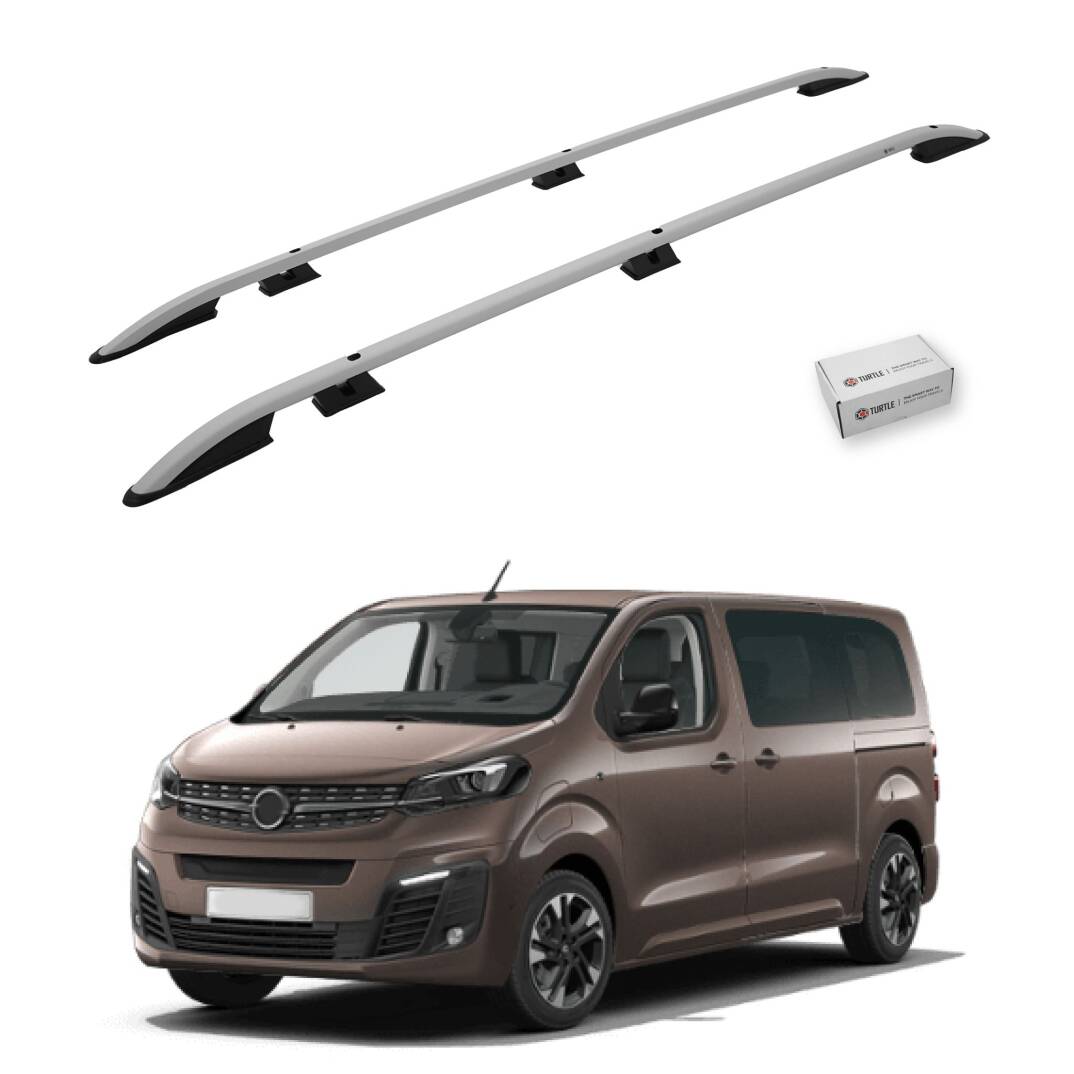 TURTLE Fits Opel Zafira Life (Mk3) 2019-2025 / Mwb Roof Rail Crown Silver - 1