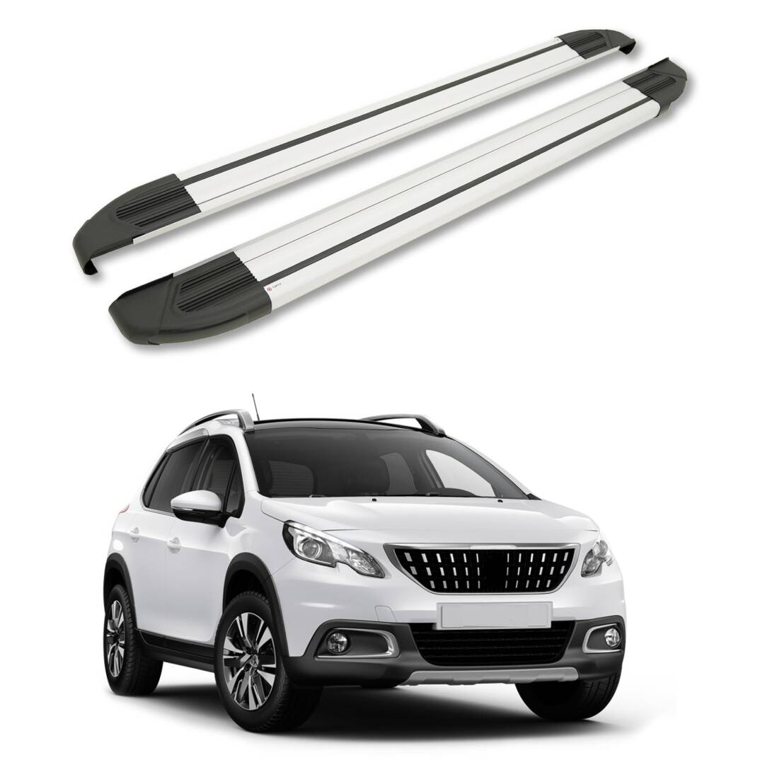 TURTLE Fits Peugeot 2008 2013-2019 Side Step Brillant Silver - 1