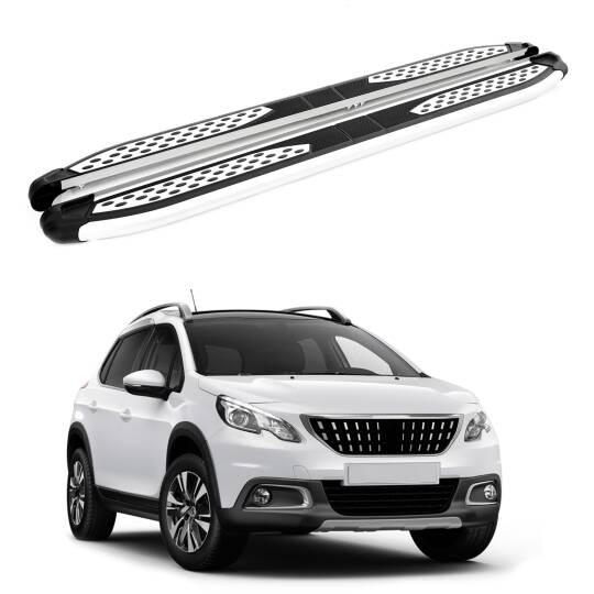 TURTLE Fits Peugeot 2008 2013-2019 Side Step Plus Silver