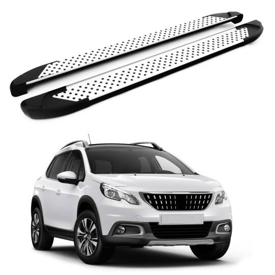 TURTLE Fits Peugeot 2008 2013-2019 Side Step Sapphire V1 Silver