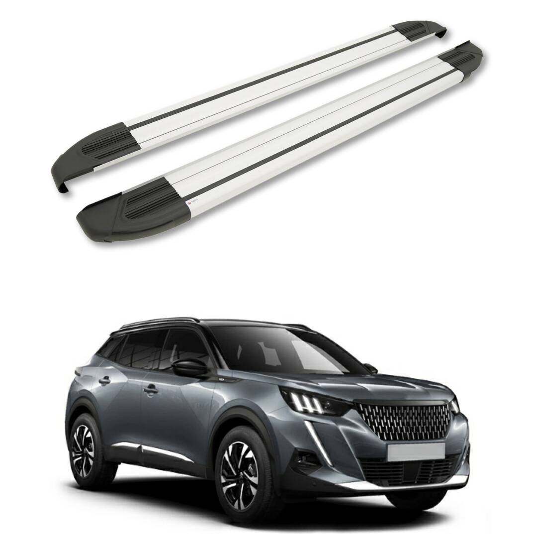 TURTLE Fits Peugeot 2008 2020-2023 Side Step Brillant Silver - 1