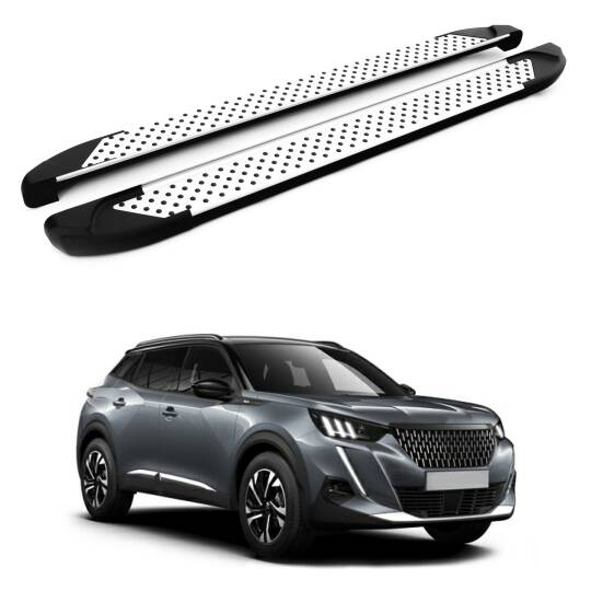 TURTLE Fits Peugeot 2008 2020-2023 Side Step Sapphire V1 Silver