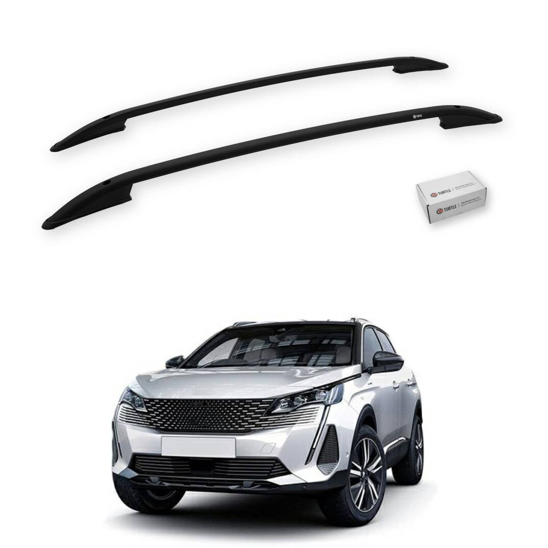TURTLE Fits Peugeot 3008 (P84) 2017-2024 Roof Rail Crown Black - 1