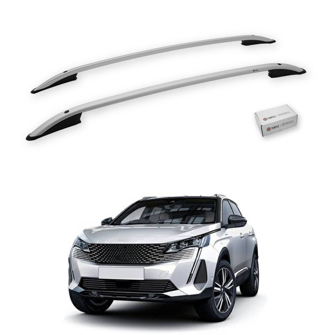 TURTLE Fits Peugeot 3008 (P84) 2017-2024 Roof Rail Crown Silver - 1