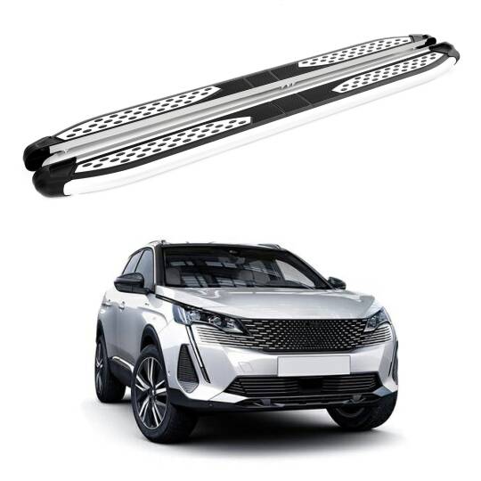 TURTLE Fits Peugeot 3008 (P84) 2017-2024 Side Step Plus Silver