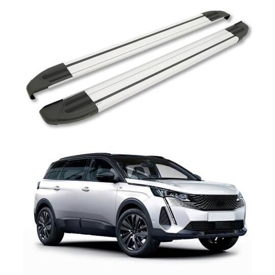 TURTLE Fits Peugeot 5008 (T87) 2017-2024 Side Step Brillant Silver