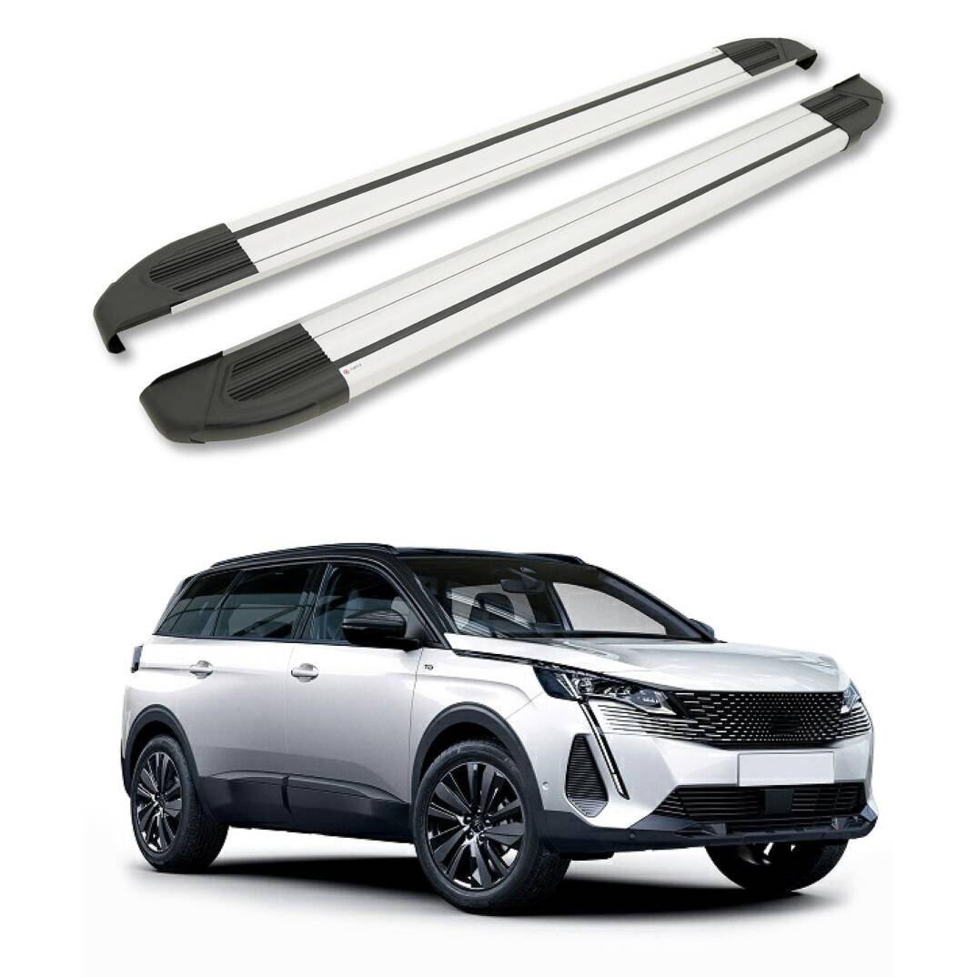 TURTLE Fits Peugeot 5008 (T87) 2017-2024 Side Step Brillant Silver - 1