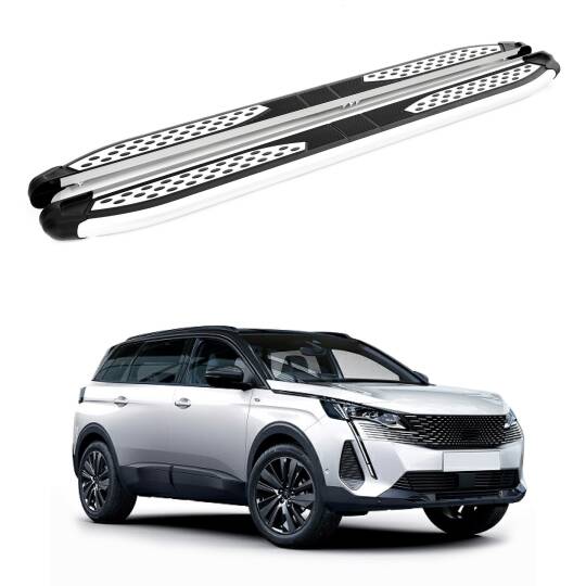 TURTLE Fits Peugeot 5008 (T87) 2017-2024 Side Step Plus Silver