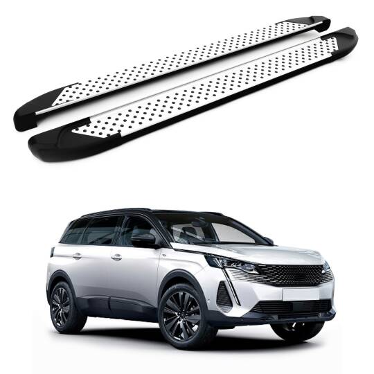 TURTLE Fits Peugeot 5008 (T87) 2017-2024 Side Step Sapphire V1 Silver