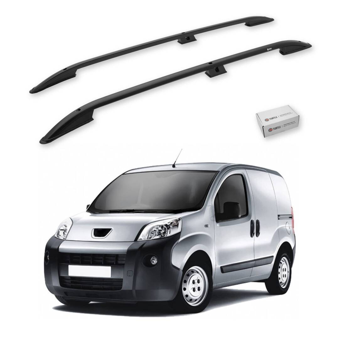 TURTLE Fits Peugeot Bipper 2008-2018 Roof Rail Crown Black - 1