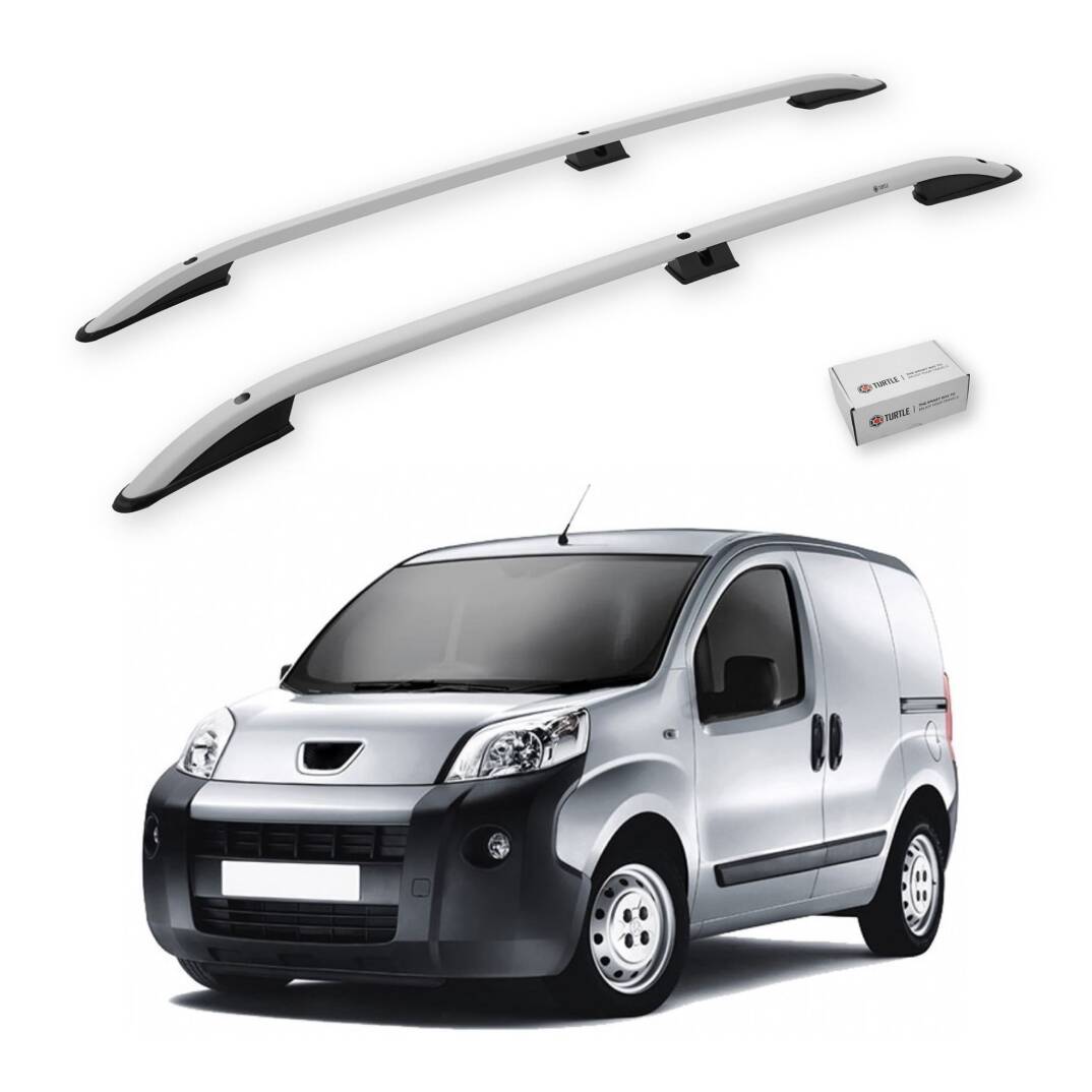TURTLE Fits Peugeot Bipper 2008-2018 Roof Rail Crown Silver - 1