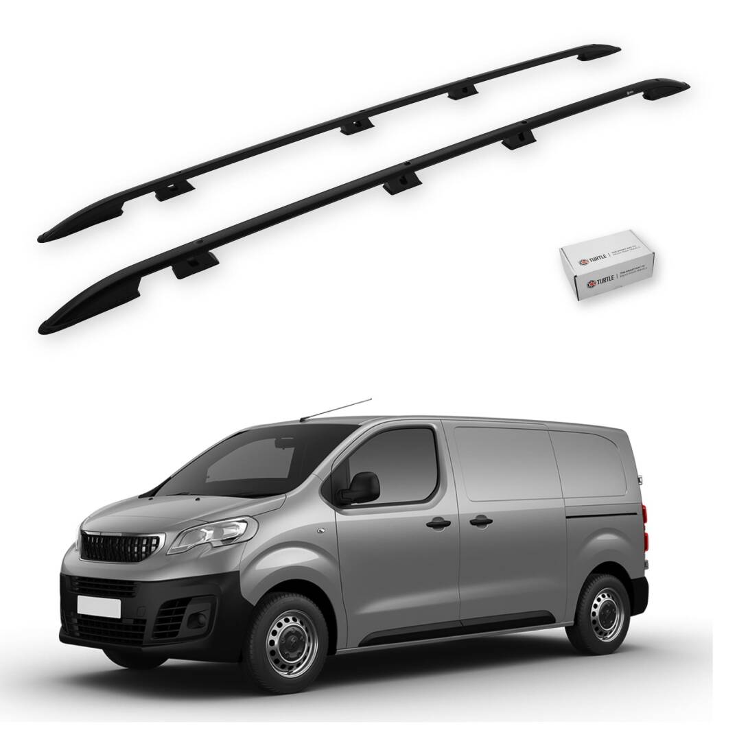 TURTLE Fits Peugeot Expert (Mk3) 2017-2025 / Lwb Roof Rail Crown Black - 1