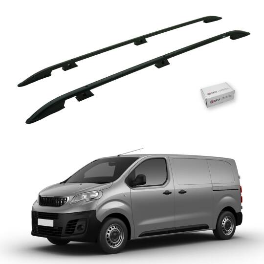 TURTLE Fits Peugeot Expert (Mk3) 2017-2025 / Mwb Roof Rail Crown Black
