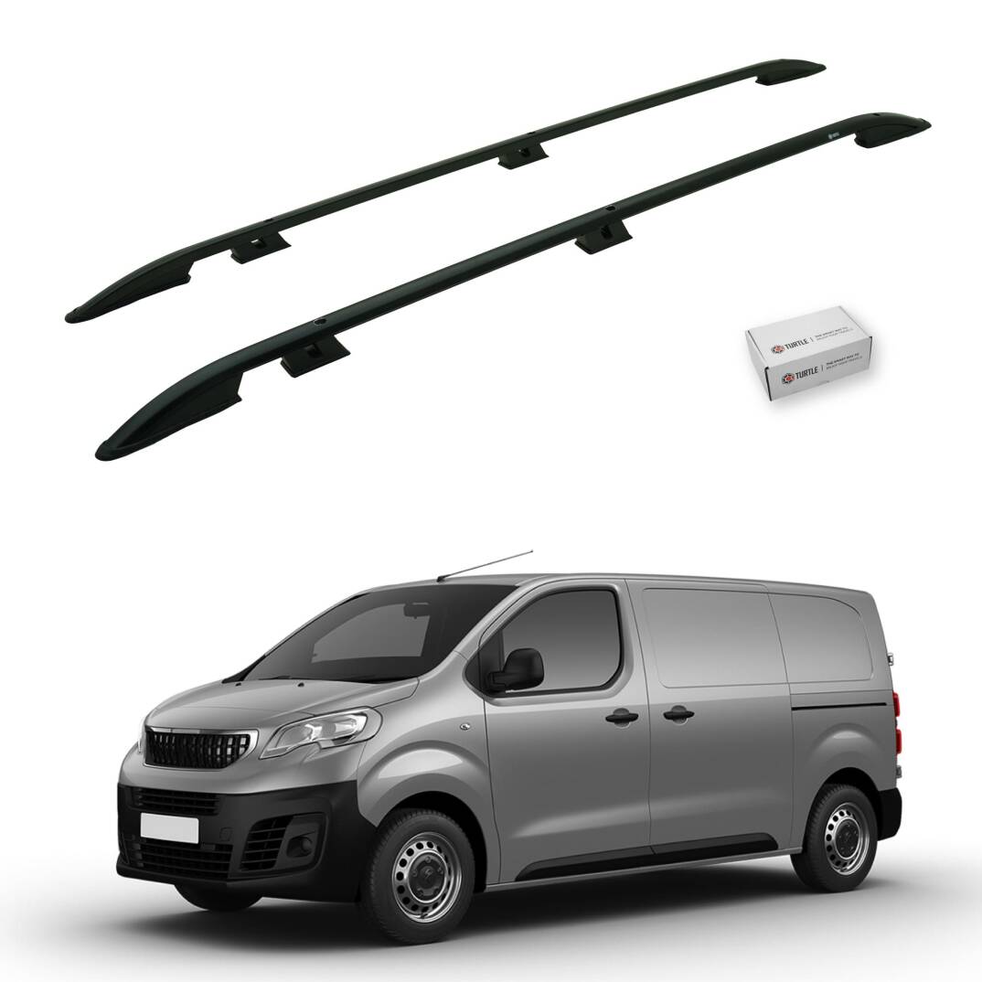 TURTLE Fits Peugeot Expert (Mk3) 2017-2025 / Mwb Roof Rail Crown Black - 1
