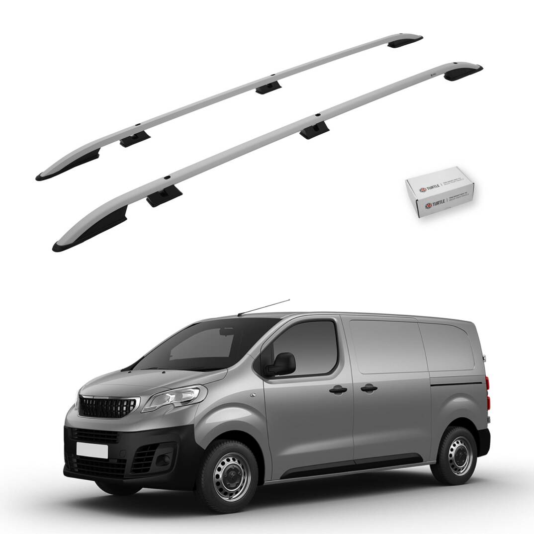 TURTLE Fits Peugeot Expert (Mk3) 2017-2025 / Mwb Roof Rail Crown Silver - 1