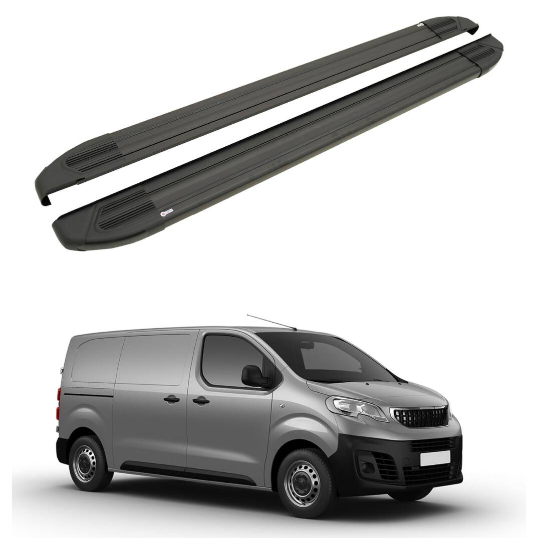 TURTLE Fits Peugeot Expert (Mk3) 2017-2025 / Mwb Side Step Brillant Black - 1