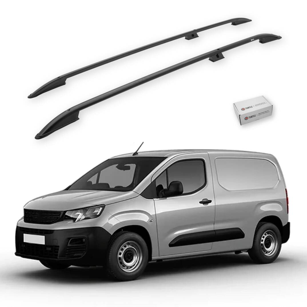 TURTLE Fits Peugeot Partner 2019-2025 / Lwb Roof Rail Crown Black - 1