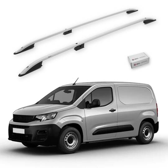 TURTLE Fits Peugeot Partner 2019-2025 / Lwb Roof Rail Crown Silver