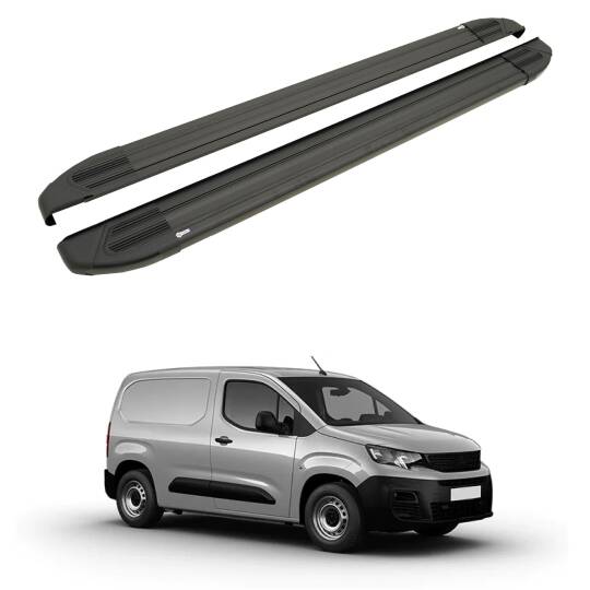 TURTLE Fits Peugeot Partner 2019-2025 / Lwb Side Step Brillant Black