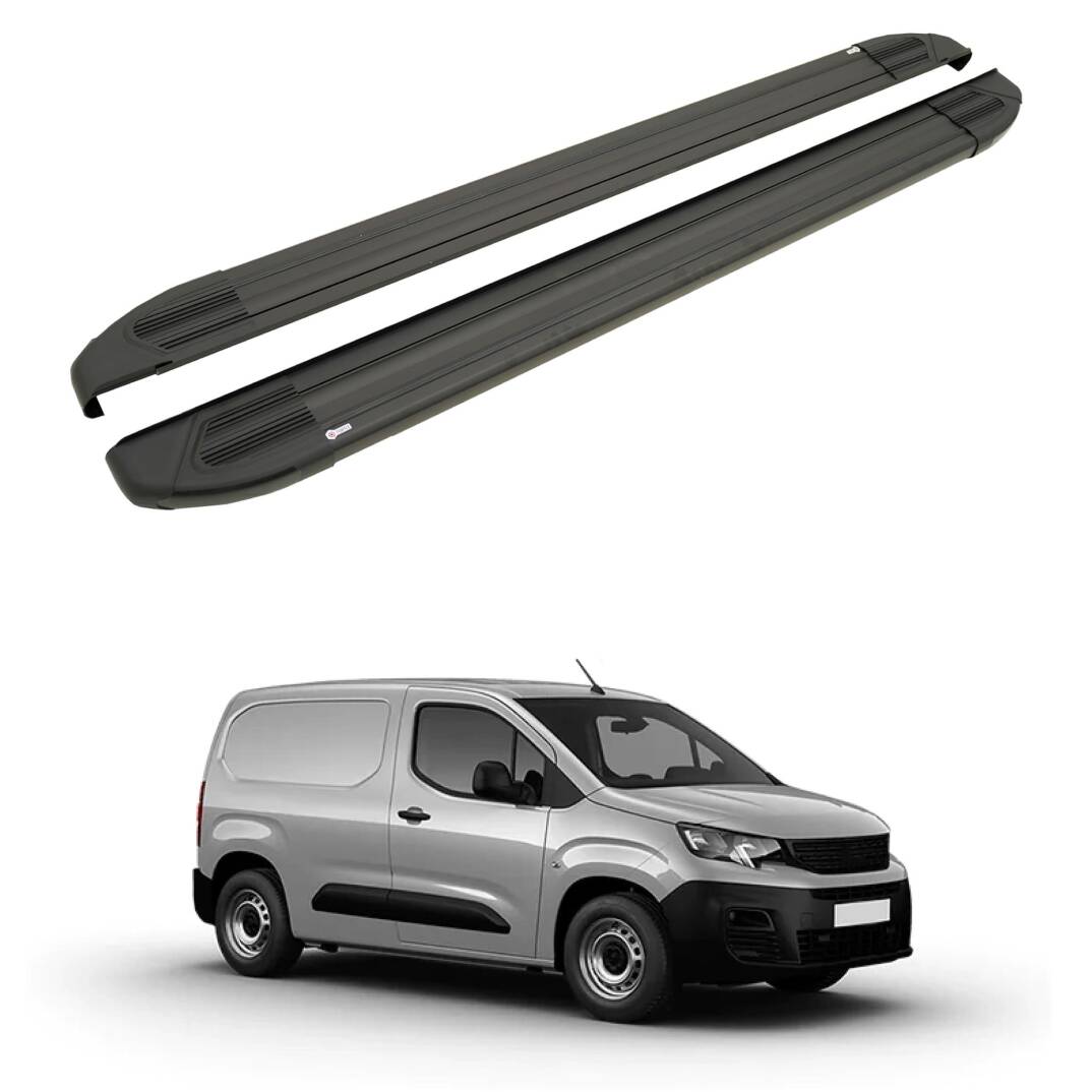 TURTLE Fits Peugeot Partner 2019-2025 / Lwb Side Step Brillant Black - 1