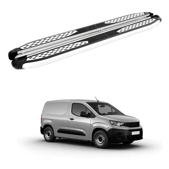 TURTLE Fits Peugeot Partner 2019-2025 / Lwb Side Step Plus Silver - 1