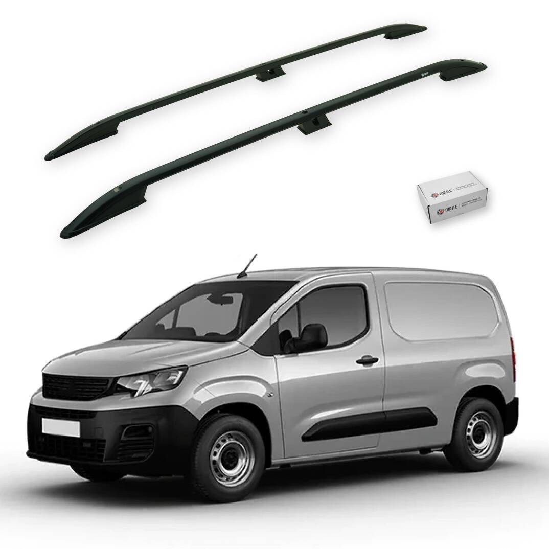 TURTLE Fits Peugeot Partner 2019-2025 / Swb Roof Rail Crown Black - 1