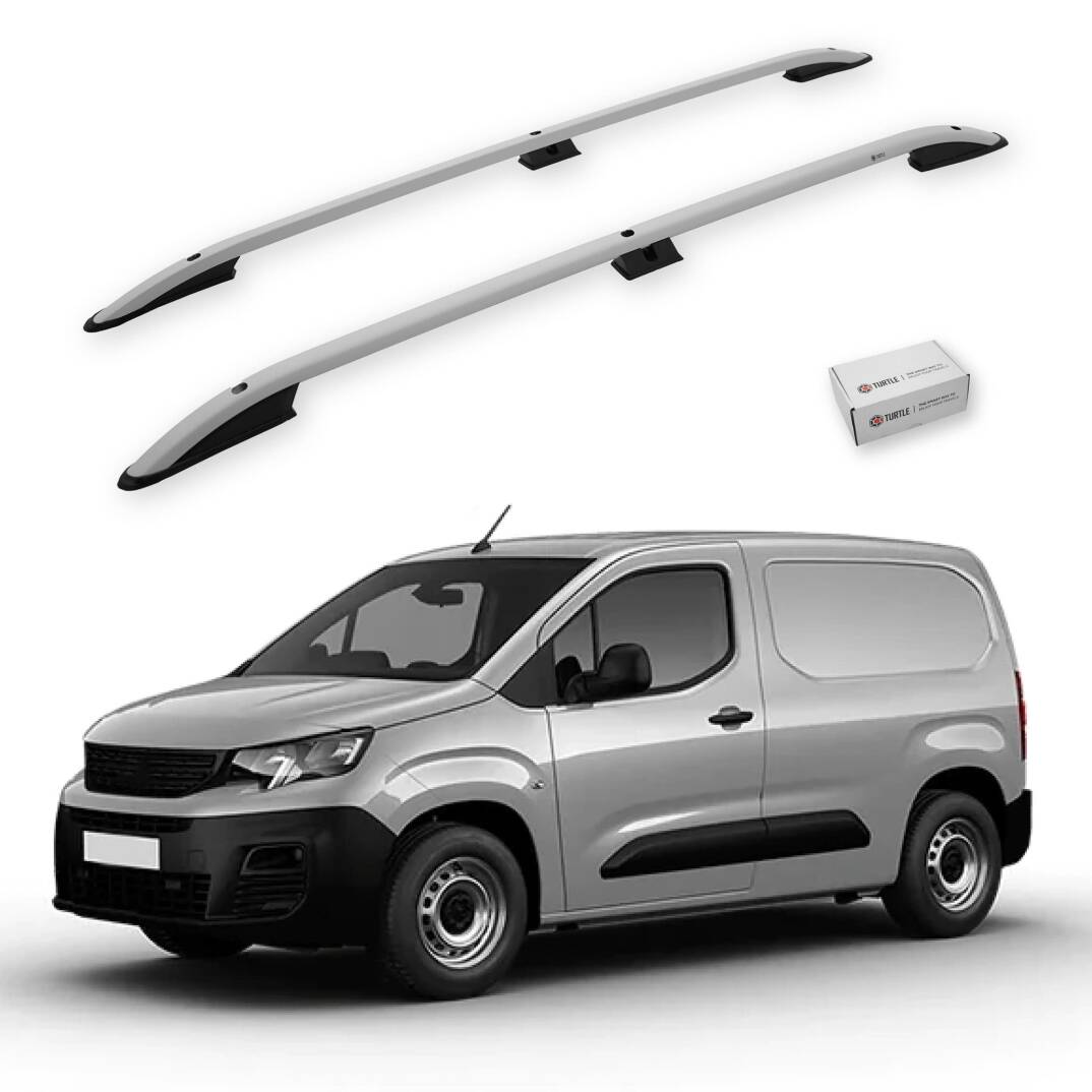 TURTLE Fits Peugeot Partner 2019-2025 / Swb Roof Rail Crown Silver - 1