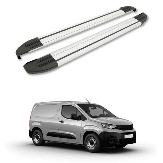 TURTLE Fits Peugeot Partner 2019-2025 / Swb Side Step Brillant Silver