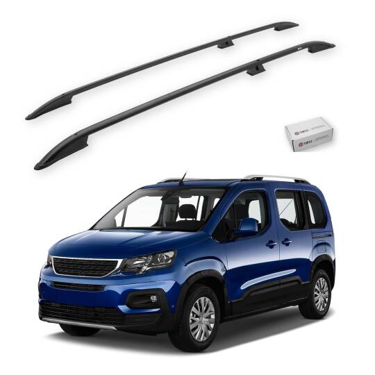 TURTLE Fits Peugeot Rifter 2019-2025 / Lwb Roof Rail Crown Black