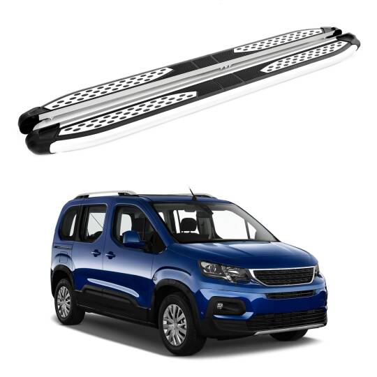 TURTLE kompatibel mit Peugeot Rifter 2019-2025 / Lange Version Trittbrett Plus Grau