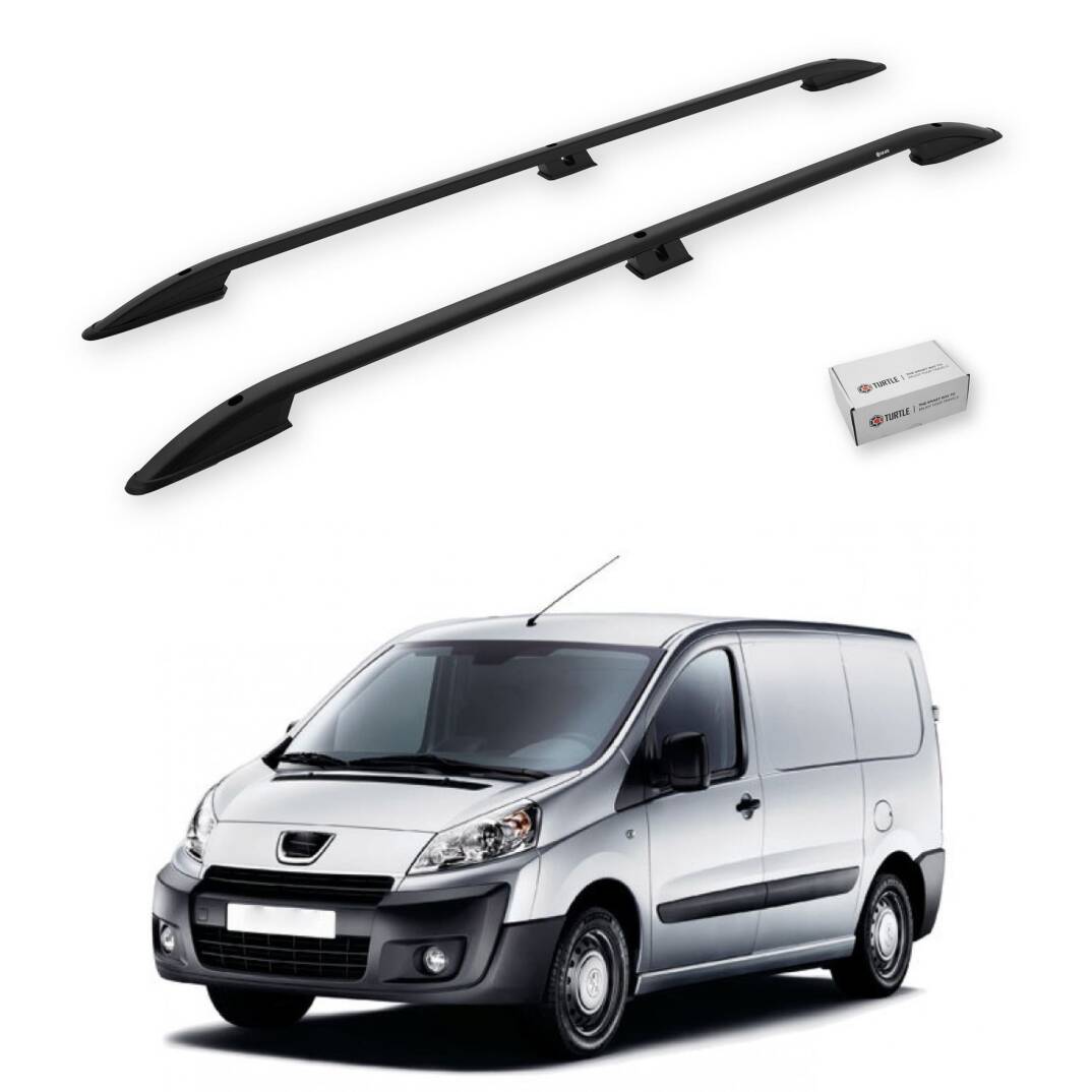 TURTLE Fits Peugeot Tepee Expert (Mk2) 2006-2016 / Swb Roof Rail Crown Black - 1