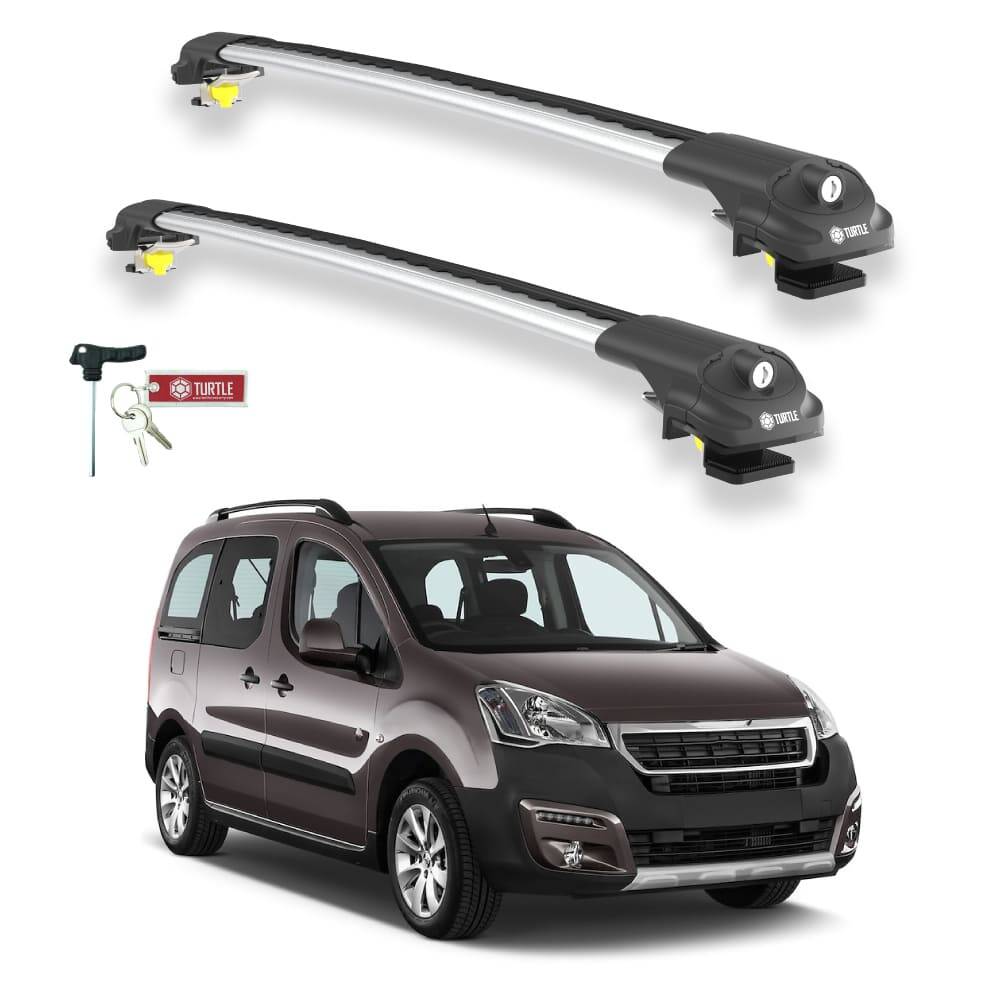 TURTLE Fits Peugeot Tepee Partner 2008-2018 Roof Rack Air1 Silver - 1