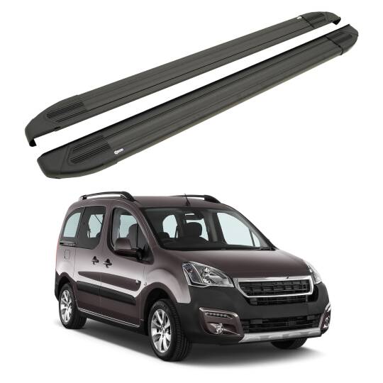TURTLE Fits Peugeot Tepee Partner 2008-2018 Side Step Brillant Black