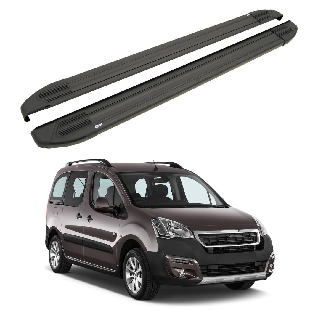TURTLE Fits Peugeot Tepee Partner 2008-2018 Side Step Brillant Black - 1