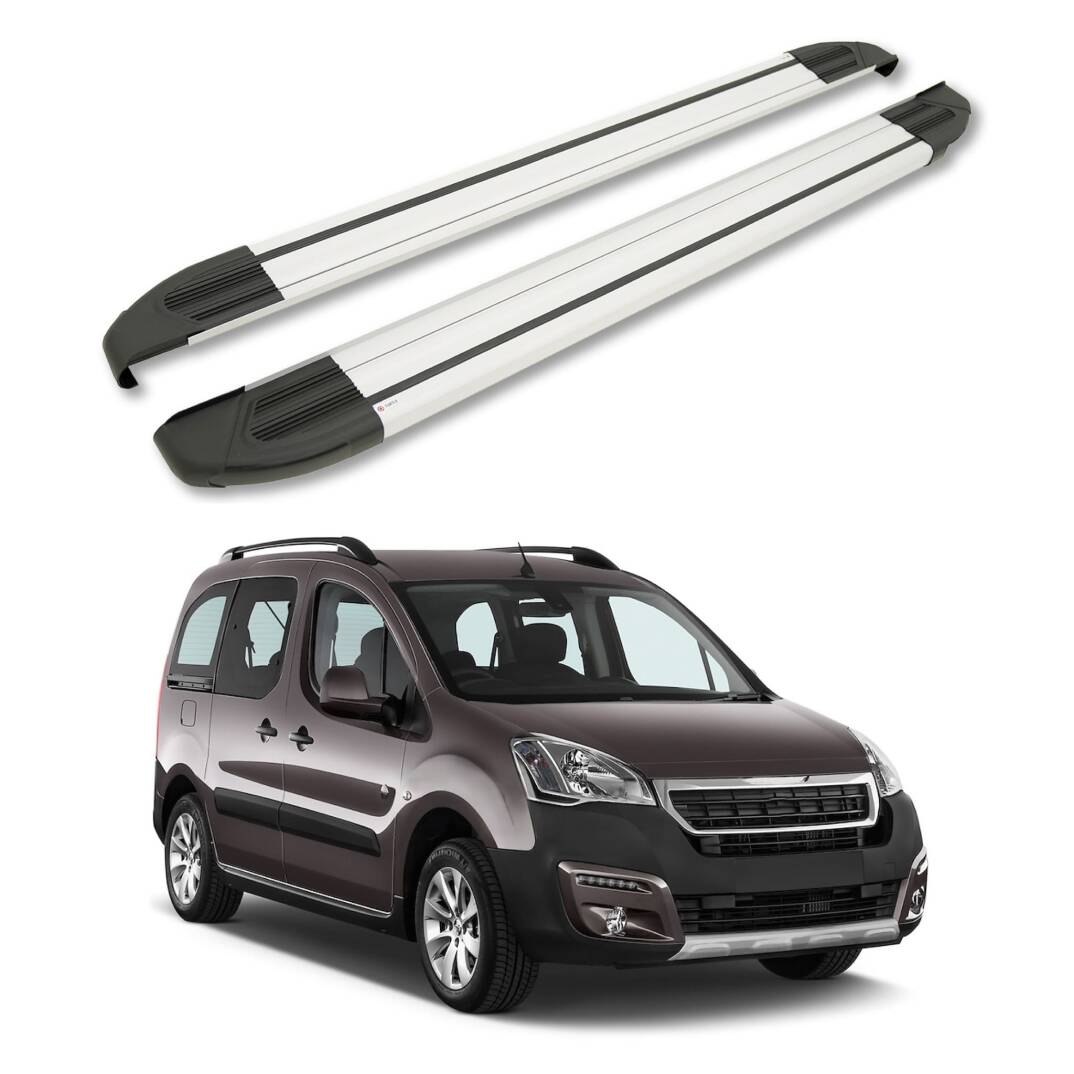 TURTLE Fits Peugeot Tepee Partner 2008-2018 Side Step Brillant Silver - 1