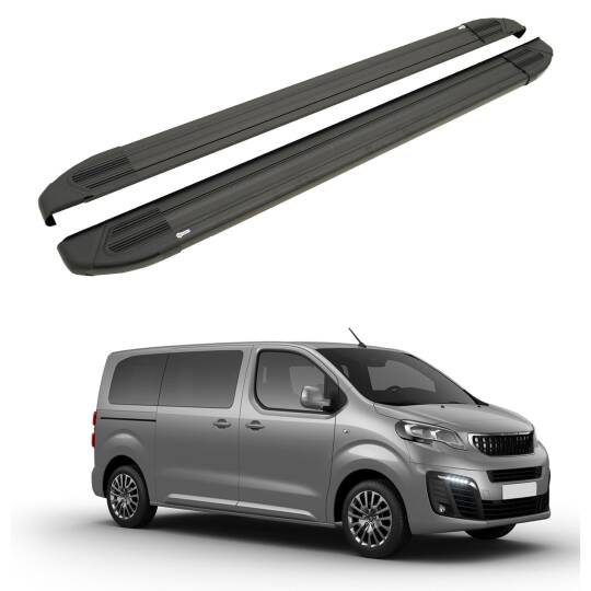 TURTLE Fits Peugeot Traveller (Mk3) 2017-2025 / Lwb Side Step Brillant Black