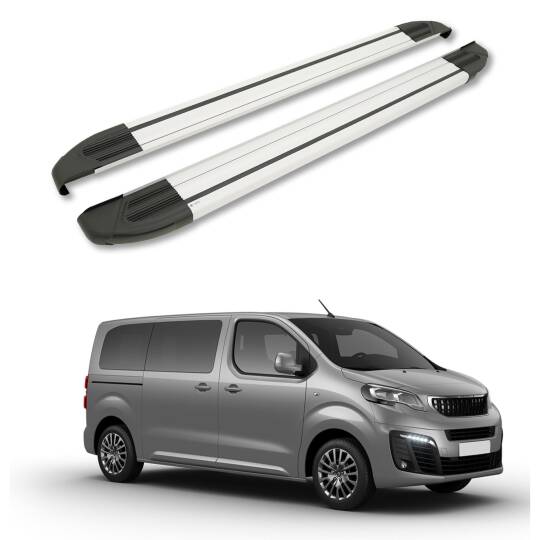 TURTLE Fits Peugeot Traveller (Mk3) 2017-2025 / Lwb Side Step Brillant Silver