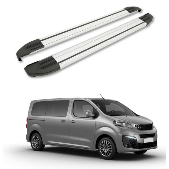 TURTLE Fits Peugeot Traveller (Mk3) 2017-2025 / Mwb Side Step Brillant Silver