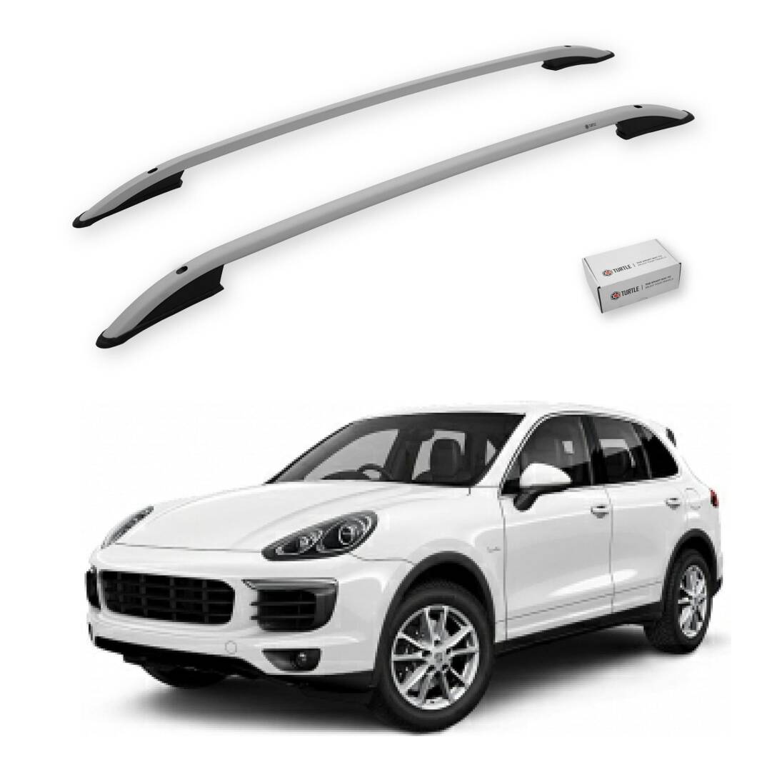 TURTLE Fits Porsche Cayenne (92A-E2) 2011-2017 Roof Rail Crown Silver - 1
