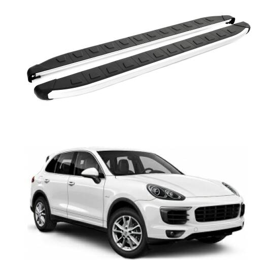 TURTLE Fits Porsche Cayenne (92A-E2) 2011-2017 Side Step Alyans Silver