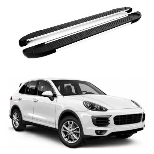 TURTLE Fits Porsche Cayenne (92A-E2) 2011-2017 Side Step Another Silver