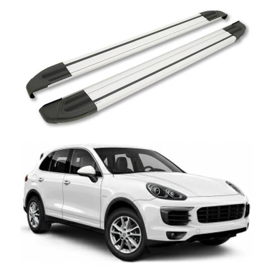 TURTLE Fits Porsche Cayenne (92A-E2) 2011-2017 Side Step Brillant Silver
