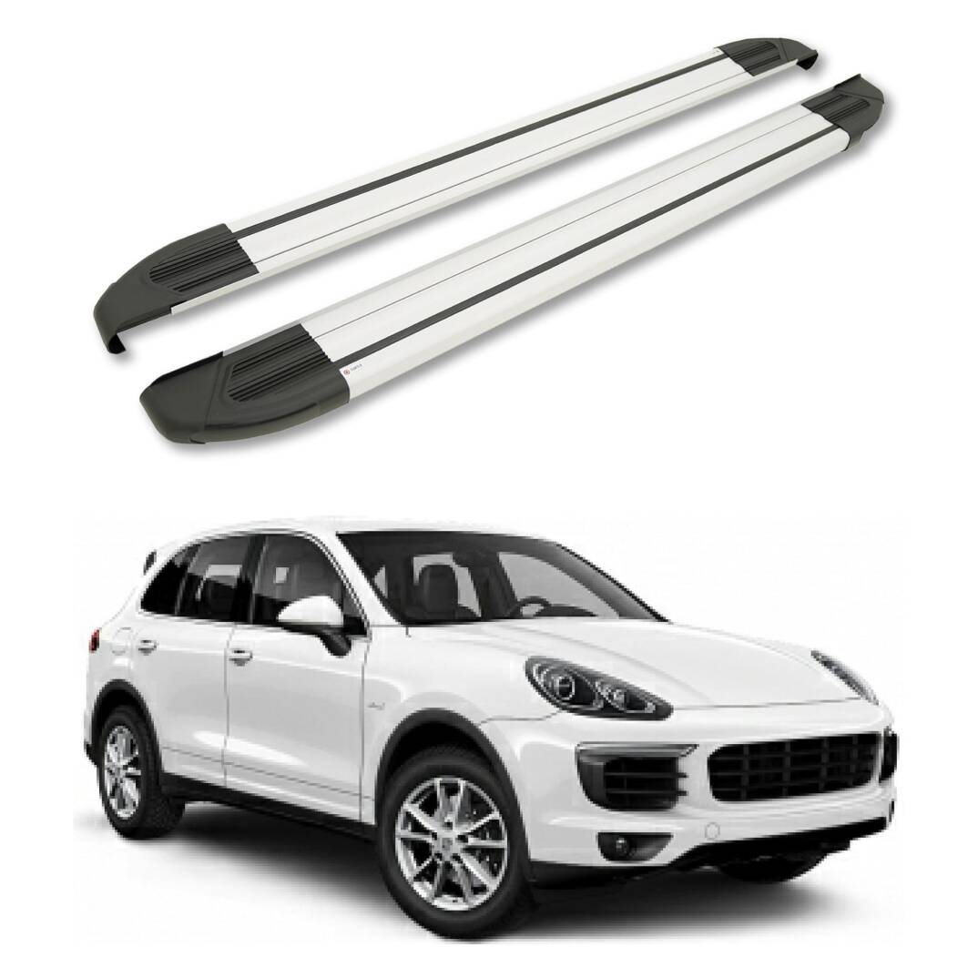 TURTLE Fits Porsche Cayenne (92A-E2) 2011-2017 Side Step Brillant Silver - 1