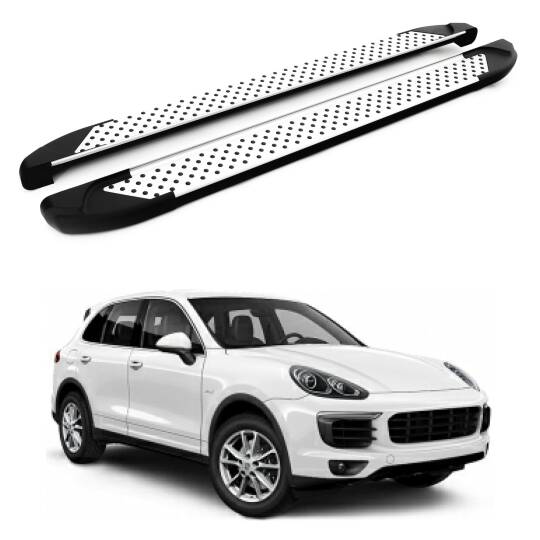 TURTLE Fits Porsche Cayenne (92A-E2) 2011-2017 Side Step Sapphire V1 Silver