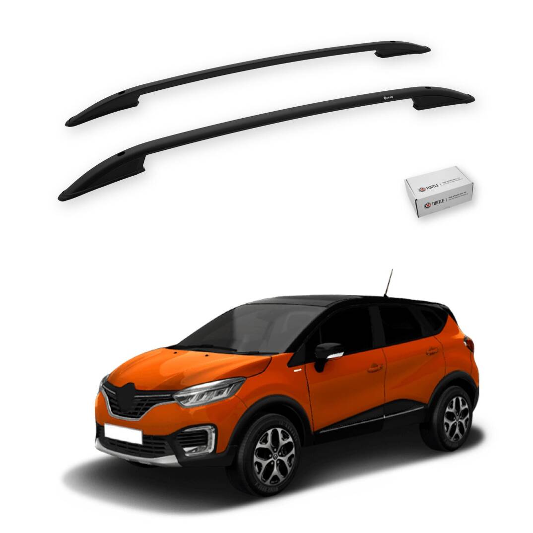 TURTLE Fits Renault Captur (J87) 2013-2019 Roof Rail Crown Black - 1